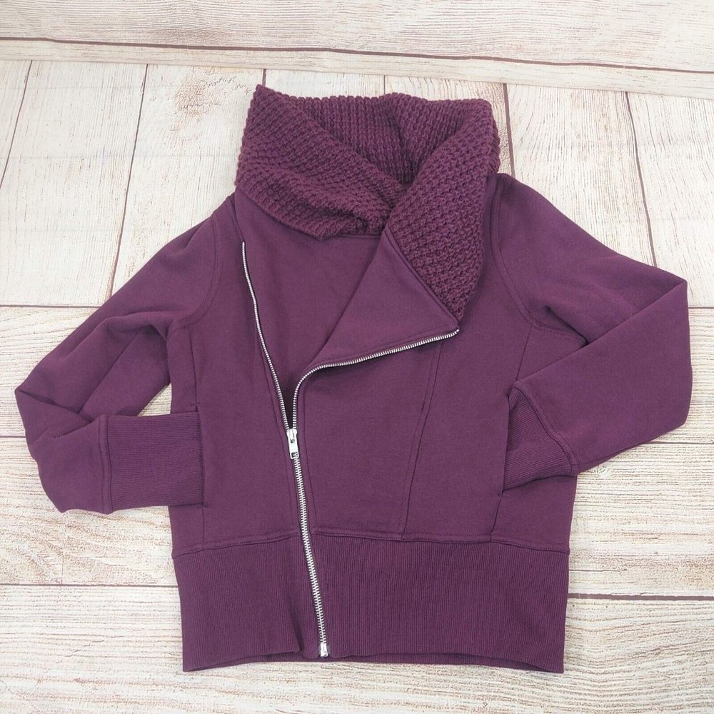 Women Warm Inclined Zipper Sweatshirt Hoodie High Neck Pocketed Jacket Outwear S